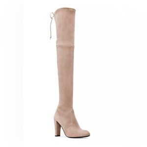 Stuart Weitzman Highland Suede High Heel Over-The-Knee/Thigh High Boot in Taupe